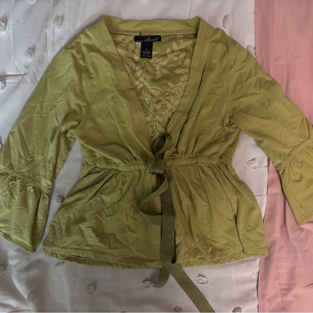 Willi Smith Green Leaf Pattern Top